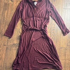 LOFT Deep Red Lace Sleeve Dress
